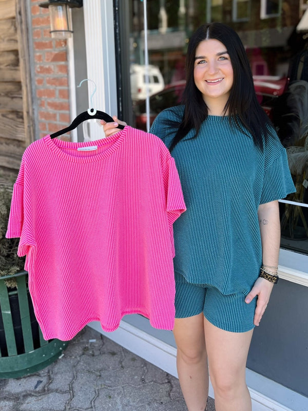 Corded Rib Short And Tee Set