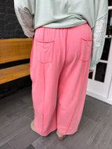 Curvy Coral French Terry Oversized Pants