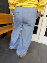 Curvy Washed Denim Relaxed Drawstring Pants