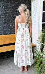 Cream Nautical Print Midi Dress