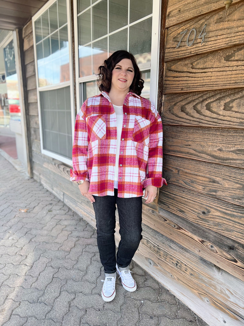 Rust/Magenta Plaid Shacket