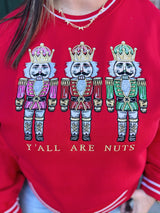 Red Embroidered Nutcracker Crewneck