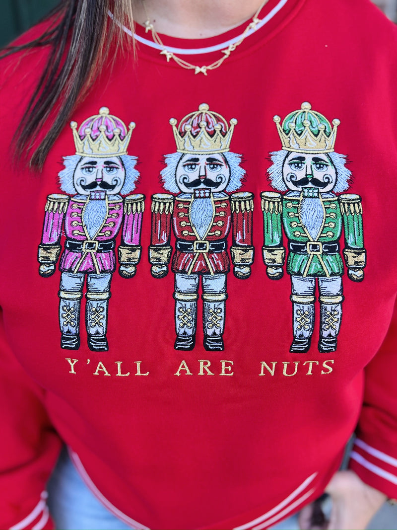 Red Embroidered Nutcracker Crewneck