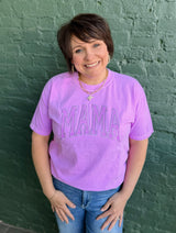 Mama Embroidered Glitter Applique Tee