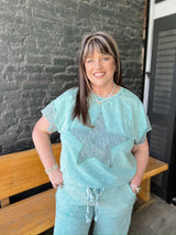 Mineral Washed Denim Star Sleeveless Top