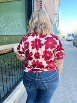 Curvy Burgundy Daisy Dressy Top