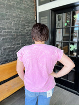 Crinkle Washed Round Neck Rolled Sleeve Tee