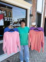 Ribbed Hem Pullover Crewneck