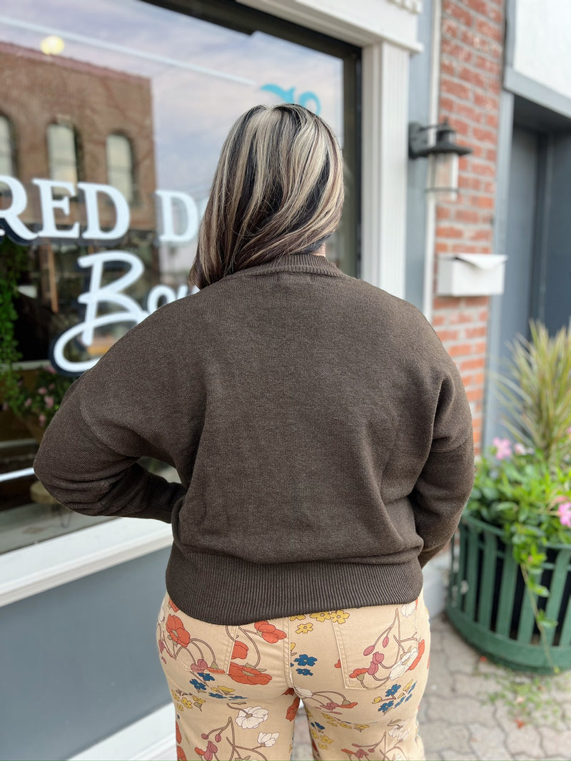 Curvy Front Seam Mock Neck Sweater