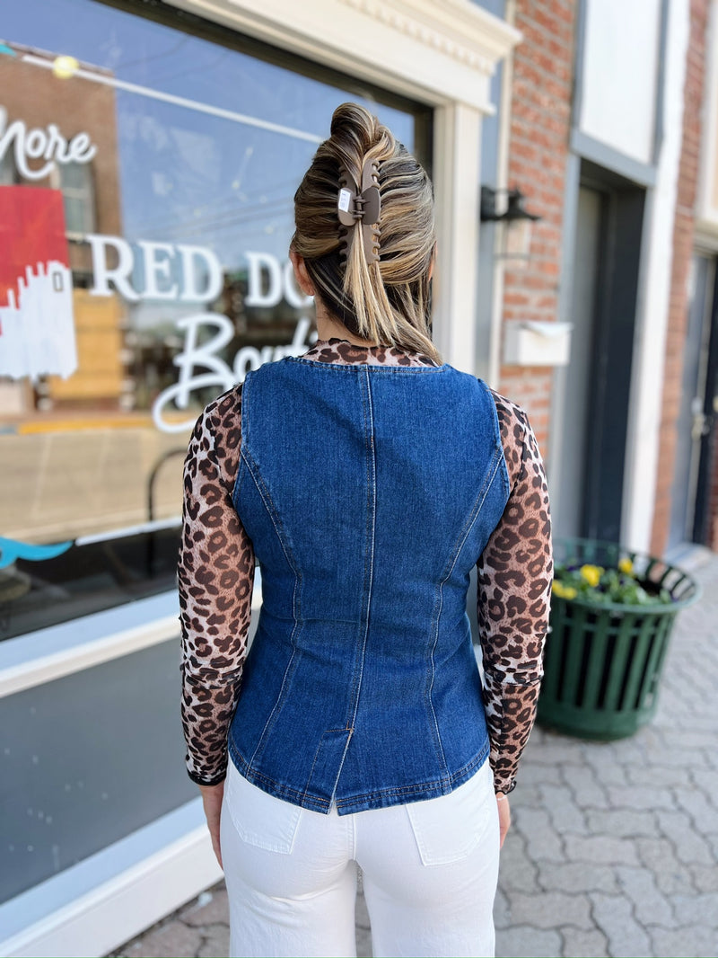 Button Front Denim Vest