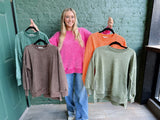 Acid Wash High-Low Hem Pullover