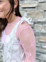 Ditsy Floral Romper with Bows on Shoulders