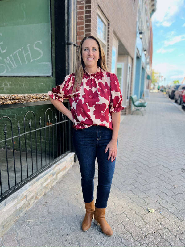 Burgundy Daisy Dressy Top