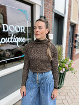 Leopard Ribbed Fitted Top