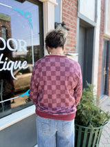Maroon Checkered Pullover
