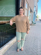 Curvy Abbi's Olive Cropped Jeans