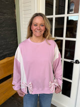 Floral Bow Panel Crewneck