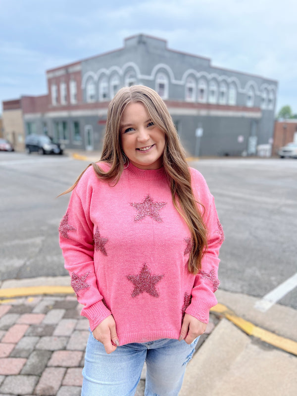 Pink Tinsel Star Sweater