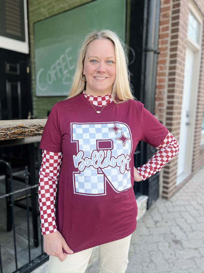 Maroon Sheer Checkered Top