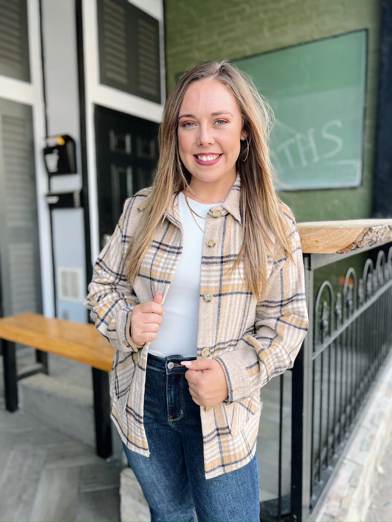 Mocha/Navy Plaid Shacket