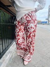Printed Wide Leg Satin Pants