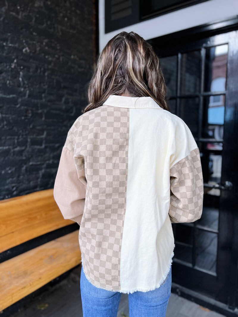 Checkered Contrast Shacket