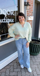 April's Light Wash High Rise Wide Leg Crop Jeans