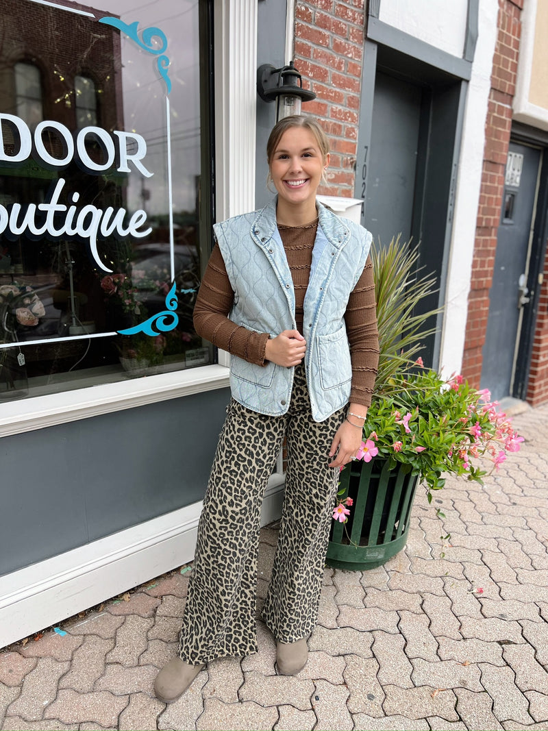 Denim Button Down Quilted Vest