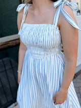 Blue Striped Tied Maxi Dress