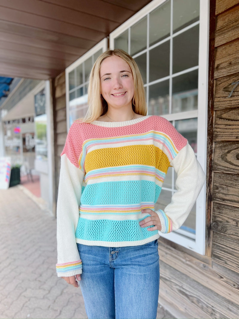 Pastel striped knit sweater