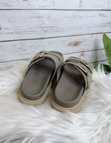 Franci's Dual Strap Gold Buckle Sandals