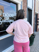Blush Tee with Star Design Patches