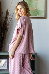 Soft Checkered Print Drawstring Pant W/ Pockets