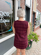 Plaid Tweed Button Down Sleeveless Dress