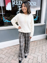 Plaid Patch Pocket Wide Leg Pants