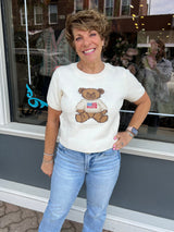 Teddy Bear American Flag Short Sleeve Sweater
