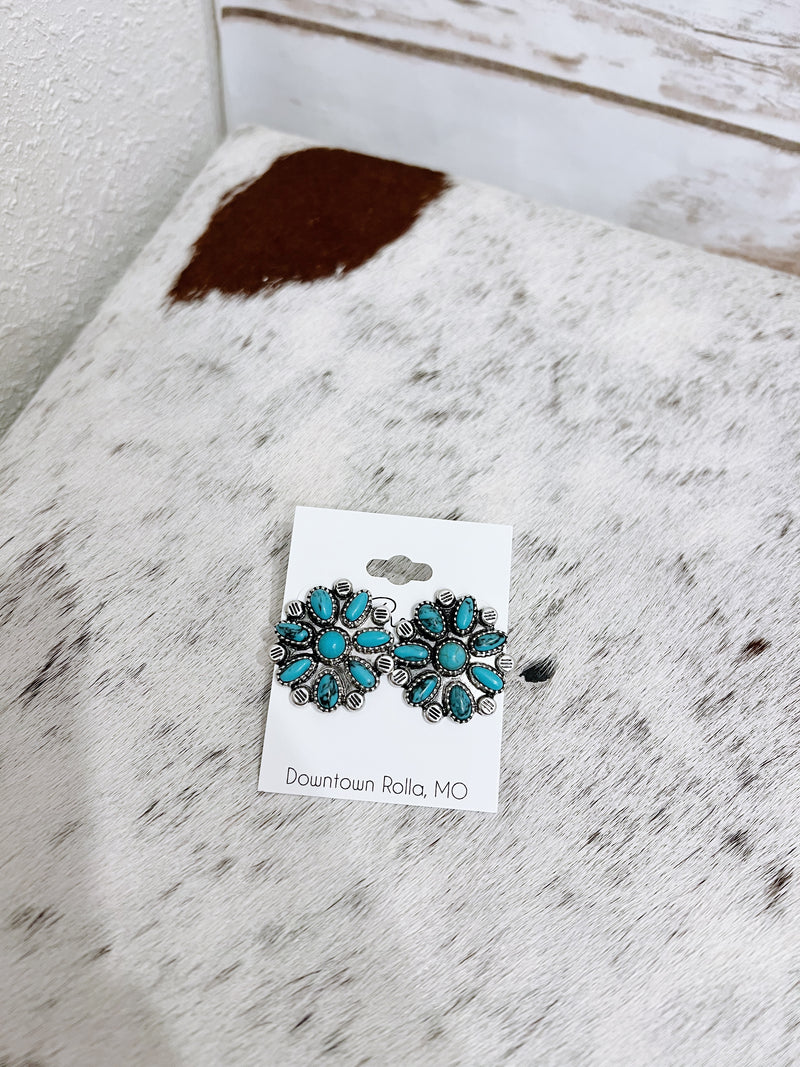 Turquoise Cluster Studs