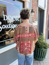 Rust Artisanal Dolman Sleeve Boxy Top