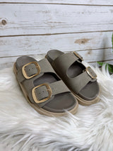 Franci's Dual Strap Gold Buckle Sandals