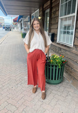 Clay Linen Raw Hem Pants