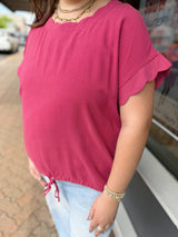 Curvy Drawstring Linen Top