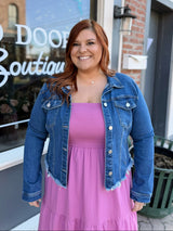 Curvy Irregular Fray Hemmed Jacket