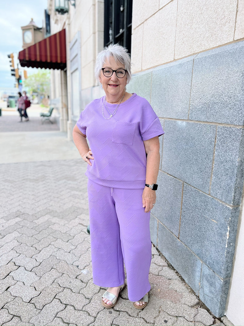 Lavender Abstract Textured Basic Top