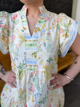 Ruffled Sleeve Cactus Babydoll Dress