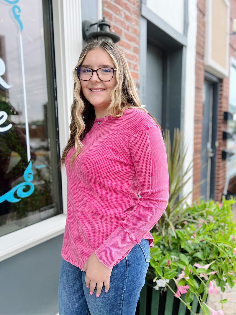 Long Sleeve Waffleknit Top