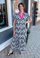 Navy and White Contrast Collar Dress