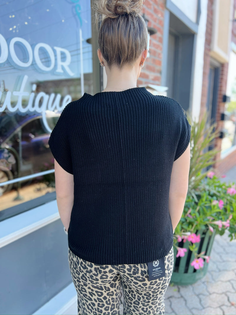 Mock Neck Short Sleeve Sweater Top