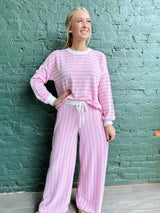 Raised Rib Striped Pullover and Pants Set