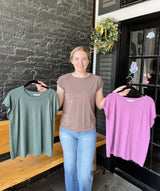 Raglan Short Sleeve Top With Raw Edge Detailing