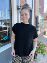 Mock Neck Short Sleeve Sweater Top